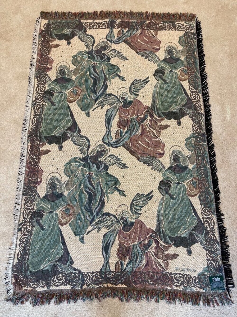 Goodwin Weavers Angelic Season Tapestry Throw Afghan Blanket 100% Cotton 46 x 67 - Picture 7 of 16